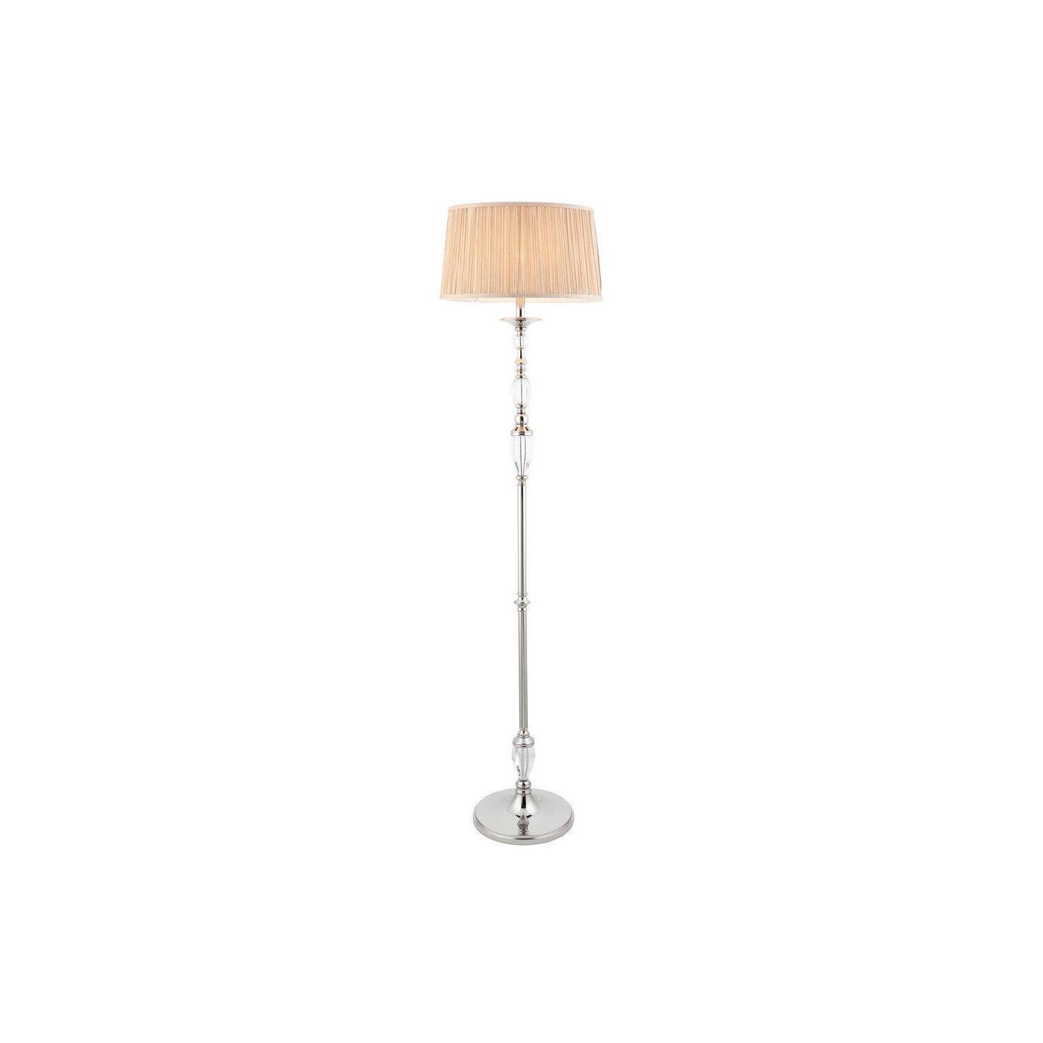 Polina 1 Light Floor Lamp Polished Nickel Plate with Beige Shade E27 - image 1