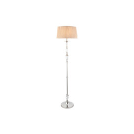 Polina 1 Light Floor Lamp Polished Nickel Plate with Beige Shade E27 - thumbnail 1