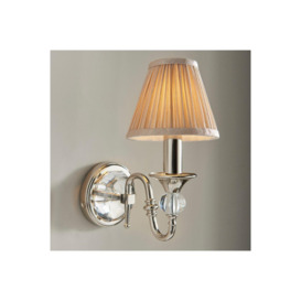 Polina 1 Light Indoor Candle Wall Light Polished Nickel Plate with Beige Shade E14 - thumbnail 2