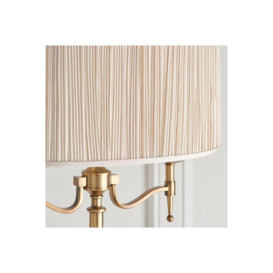 Stanford 2 Light Floor Lamp Antique Brass with Beige Shade E14 - thumbnail 3