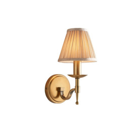 Stanford 1 Light Indoor Candle Wall Light Antique Brass with Beige Shade E14