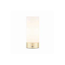 Dara 1 Light Table Lamp Brushed Brass Matt Opal Duplex Glass E14