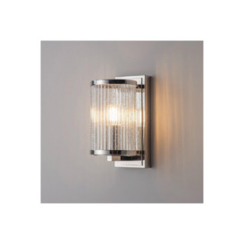 Easton 1 Light Wall Bright Nickel Ribbed Glass With Bubbles E14 - thumbnail 2
