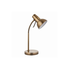Amalfi LED 1 Light Table Lamp Antique Brass Gloss White Paint GU10