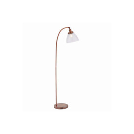 Hansen 1 Light Floor Lamp Aged Copper Glass E27