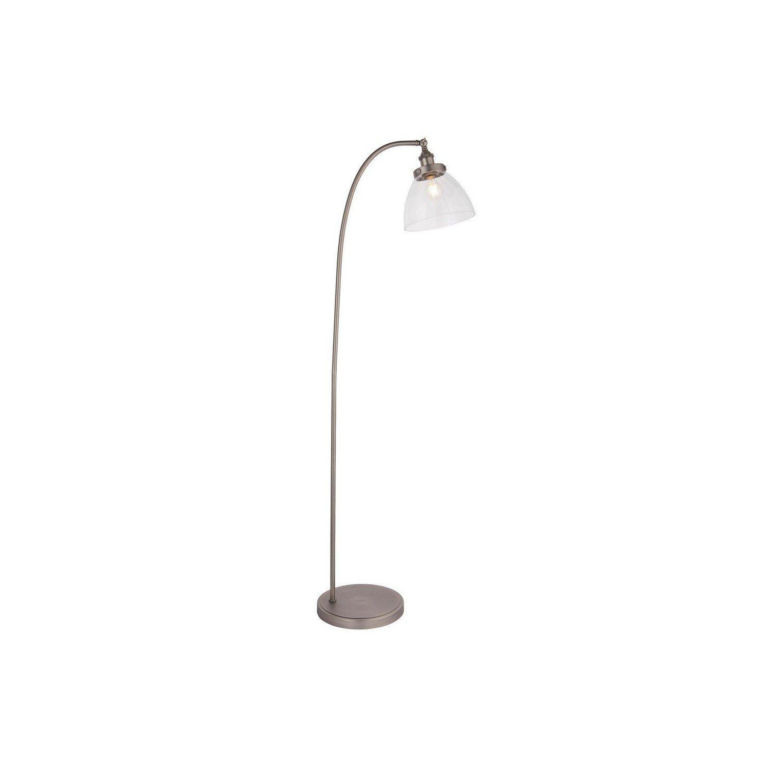 Hansen Task Floor Lamp Brushed Silver Paint Clear Glass - image 1