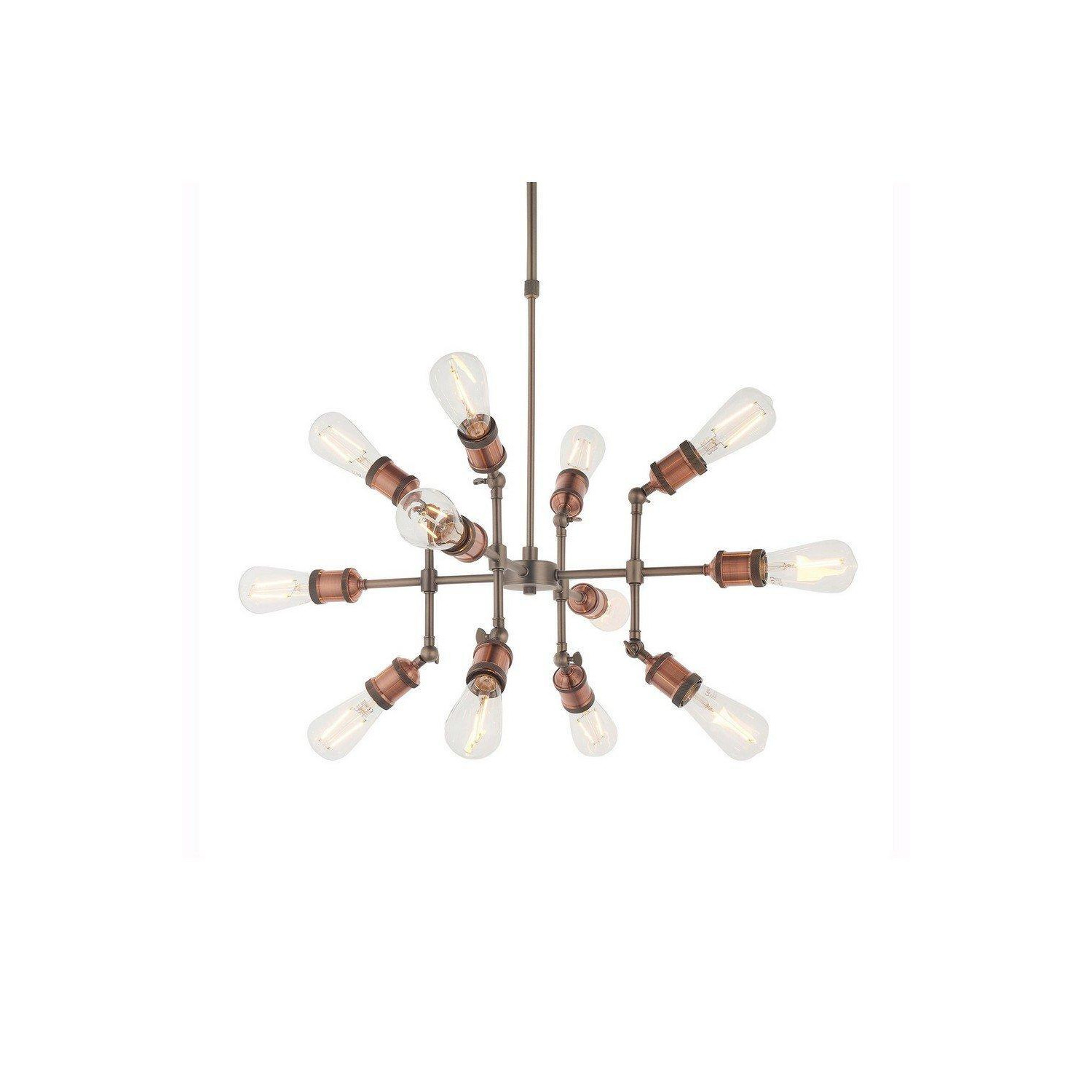 Hal Large Industrial Style Multi Arm Pendant Light Aged Pewter & Copper with Adjustable Heads - image 1