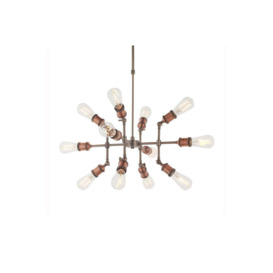 Hal Large Industrial Style Multi Arm Pendant Light Aged Pewter & Copper with Adjustable Heads - thumbnail 1