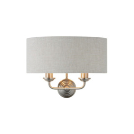 Highclere Shade Wall Lamp Brushed Chrome Plate Natural Linen