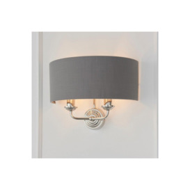 Highclere Shade Wall Lamp Bright Nickel Plate Charcoal Fabric - thumbnail 3