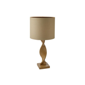 Abia Table Lamp Oak Effect Resin Natural Linen Shade