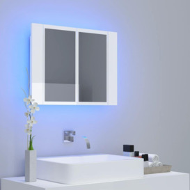 LED Bathroom Mirror Cabinet High Gloss White 60x12x45 cm - thumbnail 3