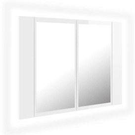 LED Bathroom Mirror Cabinet High Gloss White 60x12x45 cm - thumbnail 2