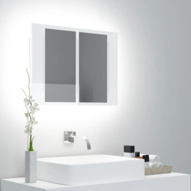 LED Bathroom Mirror Cabinet High Gloss White 60x12x45 cm - thumbnail 1