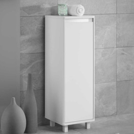 White Single Door Bathroom Floor Storage Cabinet with Changeable Plinths - thumbnail 2