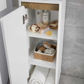 White Single Door Bathroom Floor Storage Cabinet with Changeable Plinths - thumbnail 3