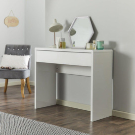 High Gloss Dressing Table Console Desk in White - thumbnail 2