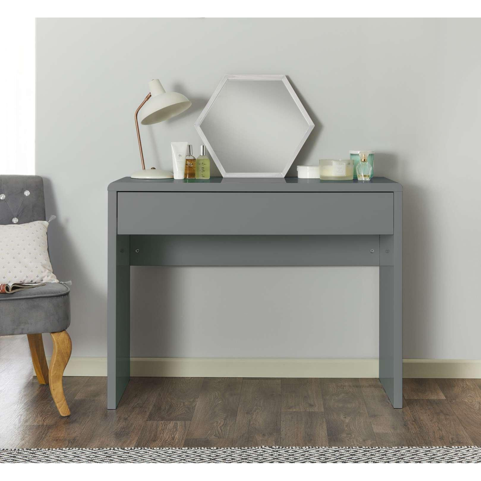 High Gloss Dressing Table Console Desk in Grey