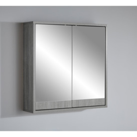 Bathroom Mirrored Wood Effect Wall Mounted Storage Cabinet - thumbnail 1