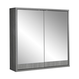 Bathroom Mirrored Wood Effect Wall Mounted Storage Cabinet - thumbnail 2