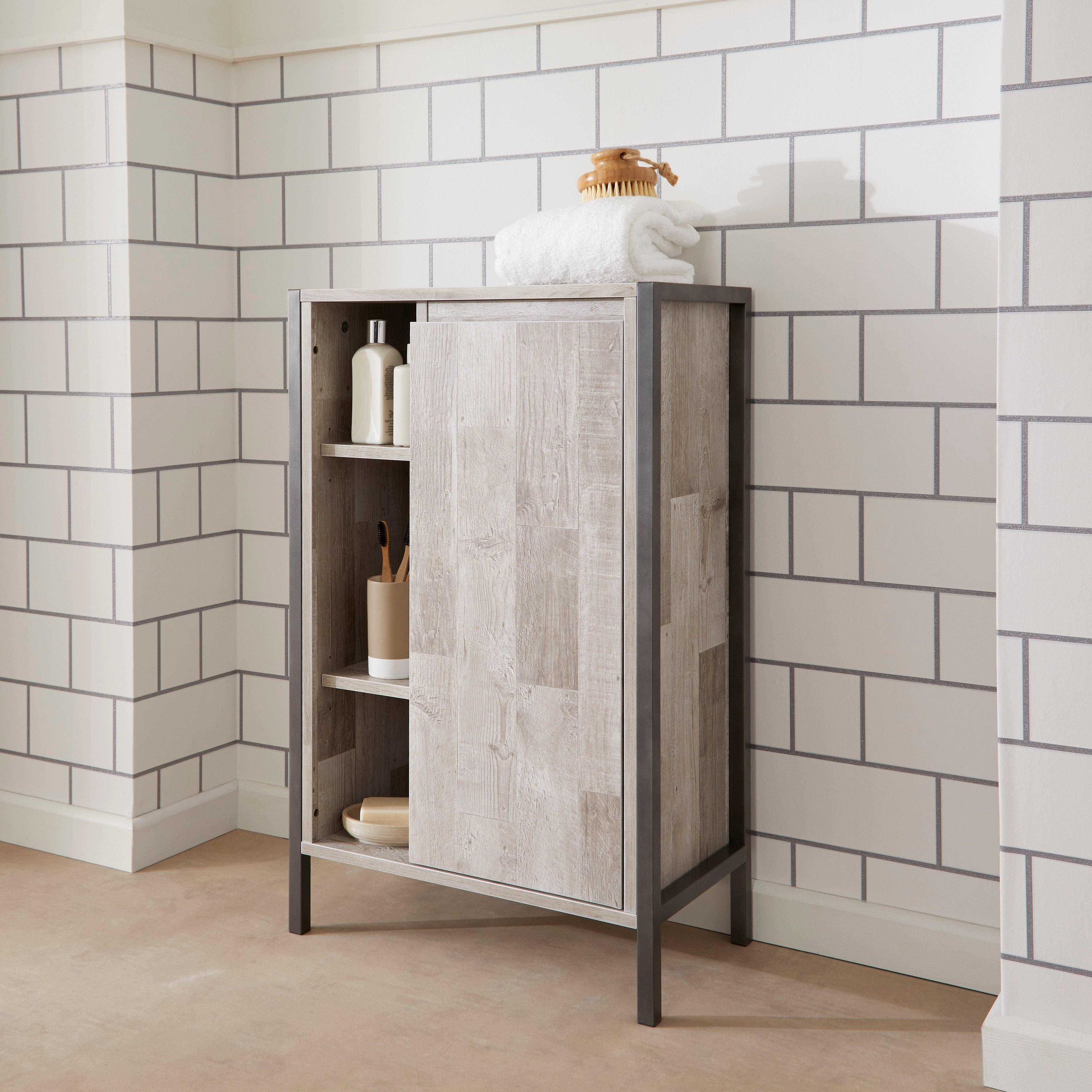 Wood Effect and Grey Bathroom Console Unit - image 1