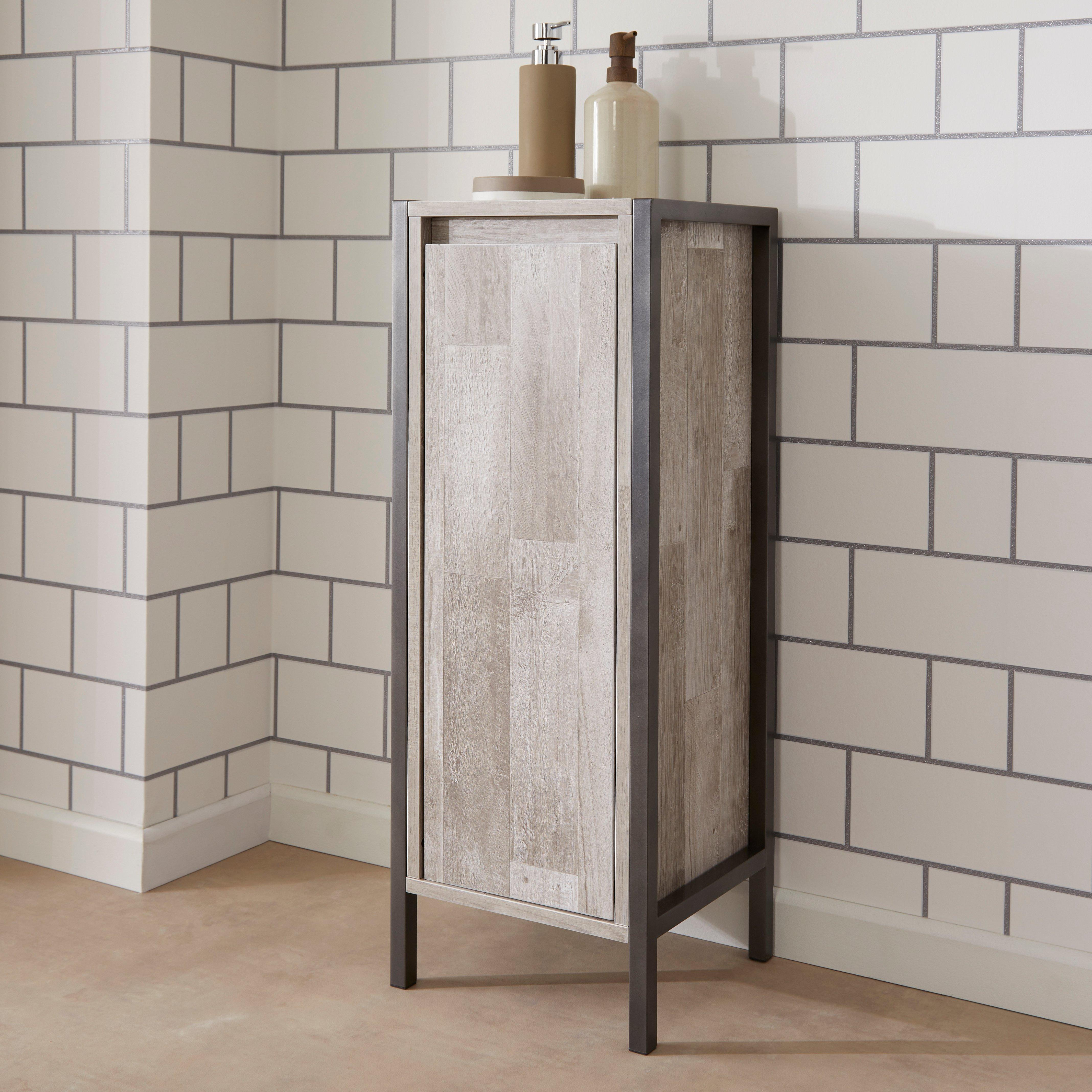 Wood Effect and Grey Bathroom Floor Cabinet - image 1