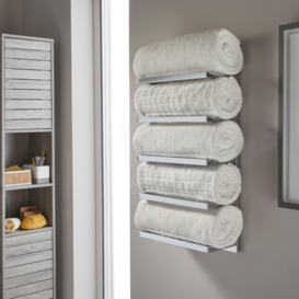 5 Tier Wall Mounted Bathroom Towel Storage Holder Rack - thumbnail 1
