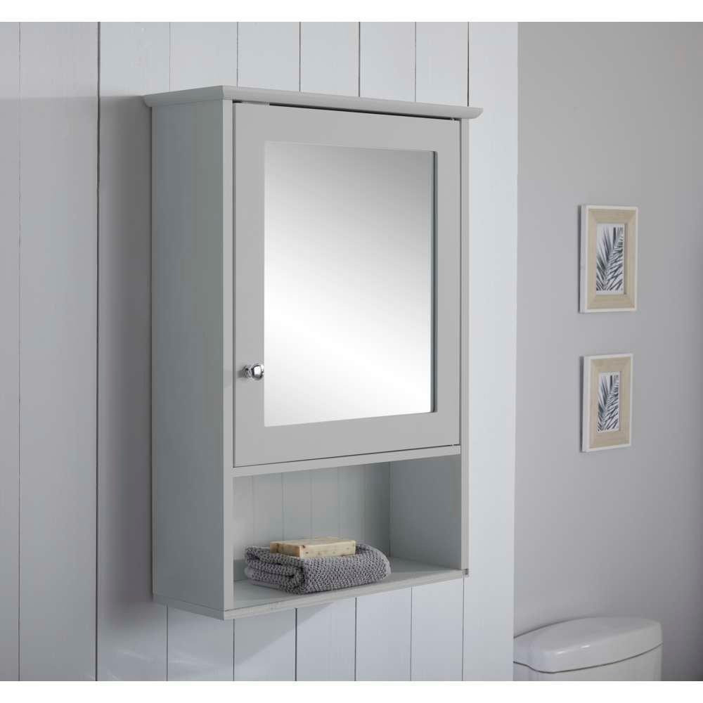 Tongue & Groove Single Mirror Bathroom Storage Cabinet - image 1