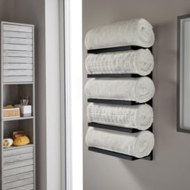 5 Tier Wall Mounted Bathroom Towel Storage Holder Rack - thumbnail 1