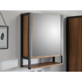 Wall Mounted Wood Effect Mirrored Bathroom Cabinet - thumbnail 1