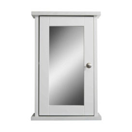 Marble Effect Bathroom Single Door Mirror Cabinet in White - thumbnail 3