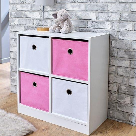 Pink & White 4 Cube Children's Kids Bedroom Storage Unit - image 1