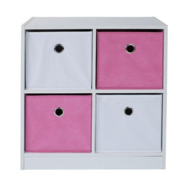 Pink & White 4 Cube Children's Kids Bedroom Storage Unit - thumbnail 3