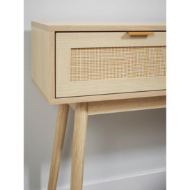 Light Rattan 2 Drawer Living Hallway Console Table with Pine Legs - thumbnail 2
