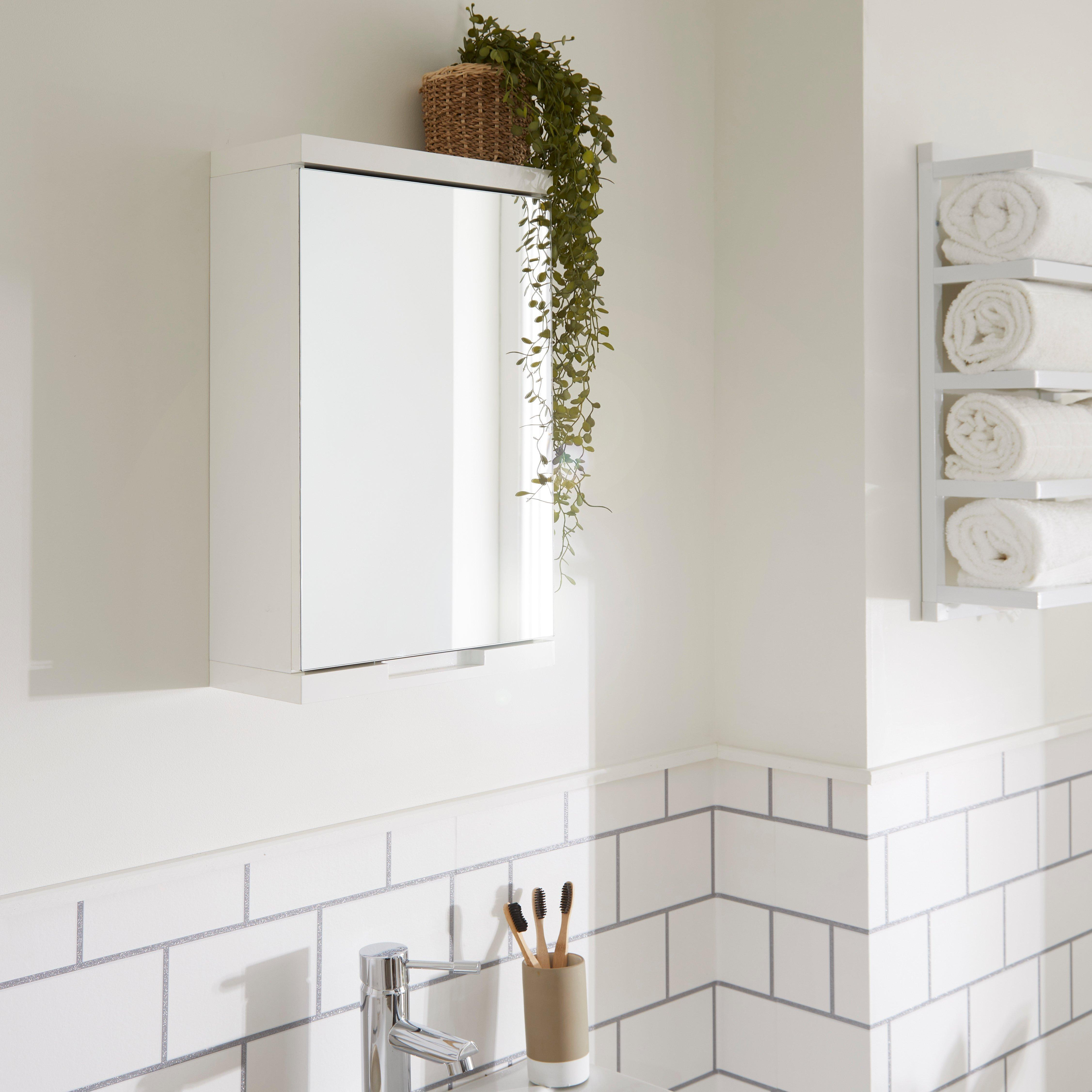High Gloss Bathroom Single Door Mirror Cabinet - image 1