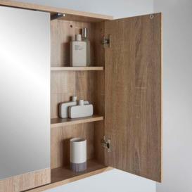 Bathroom Mirrored Wood Effect Wall Mounted Storage Cabinet - thumbnail 3