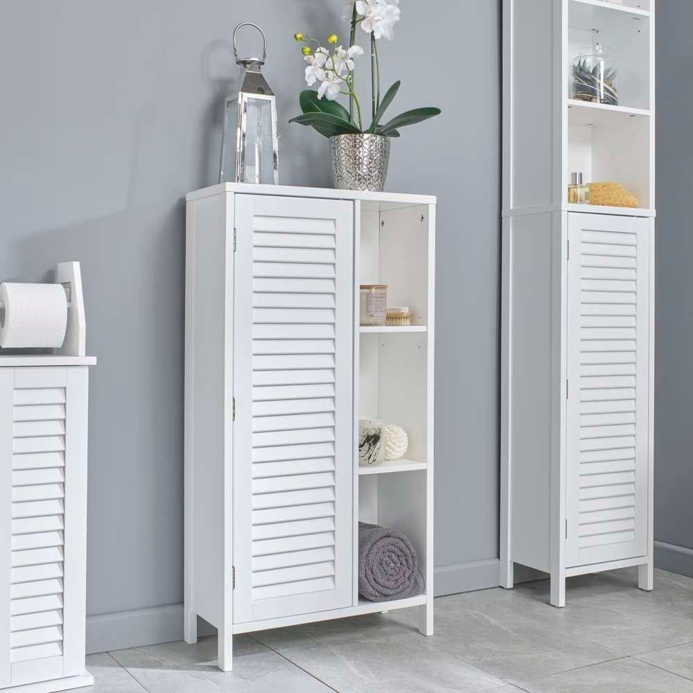 Louvre Style Bathroom Console Cabinet with Open Shelves - image 1