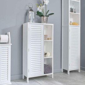 Louvre Style Bathroom Console Cabinet with Open Shelves - thumbnail 1