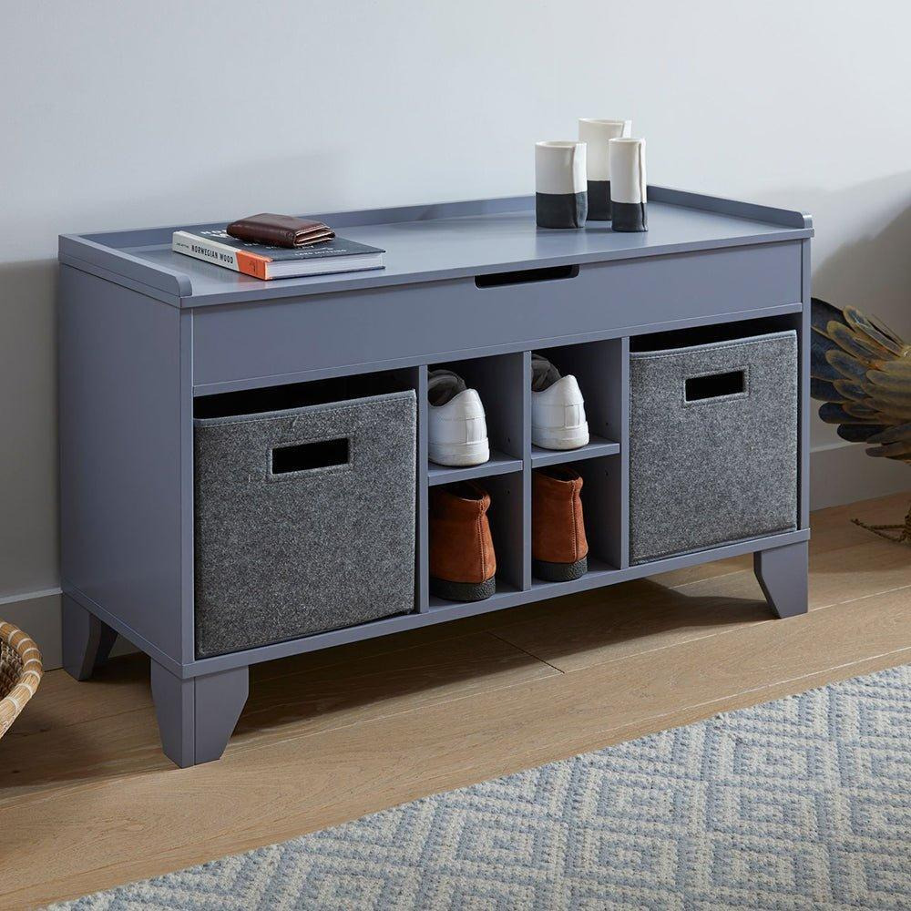Hallway Storage Ottoman Bench with Felt Baskets