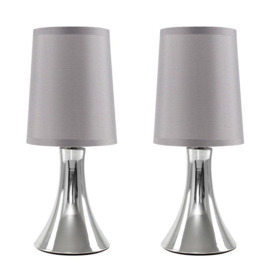 Trumpet Pair of Silver Table Lamp