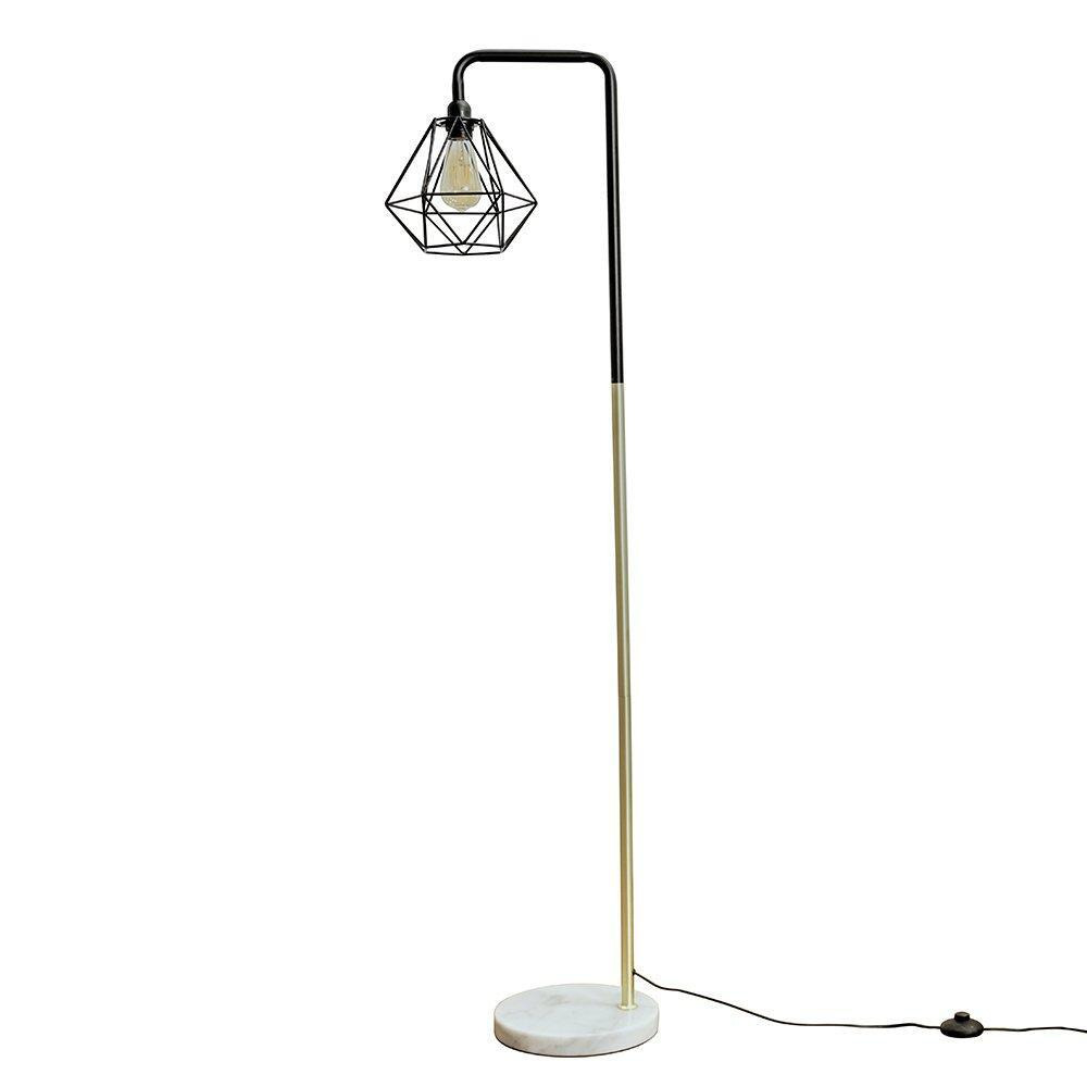 Talisman Black And Gold Floor Lamp With Black Wire Shade And E27 Filament Amber Bulb - image 1