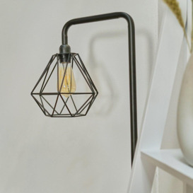 Talisman Black And Gold Floor Lamp With Black Wire Shade And E27 Filament Amber Bulb - thumbnail 3