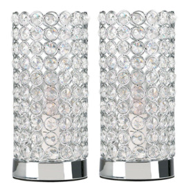 Ducy Pair of Silver Table Lamps Touch On/Off Dimmable