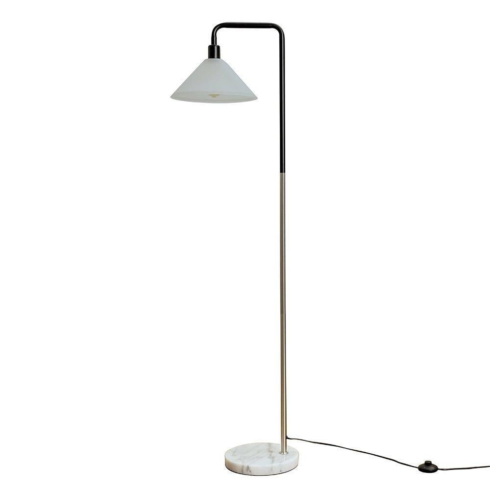 Talisman Black And Chrome Floor Lamp With Frosted Shade Marble Base And E27 Filament Amber Bulb - image 1