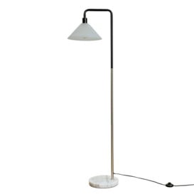 Talisman Black And Chrome Floor Lamp With Frosted Shade Marble Base And E27 Filament Amber Bulb - thumbnail 1