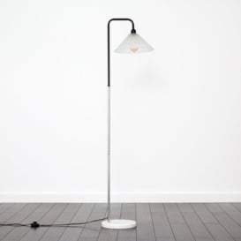 Talisman Black And Chrome Floor Lamp With Frosted Shade Marble Base And E27 Filament Amber Bulb - thumbnail 2
