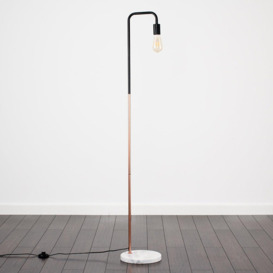 Talisman Black And Copper Floor Lamp With Marble Base And E27 Amber Filament Bulb - thumbnail 2