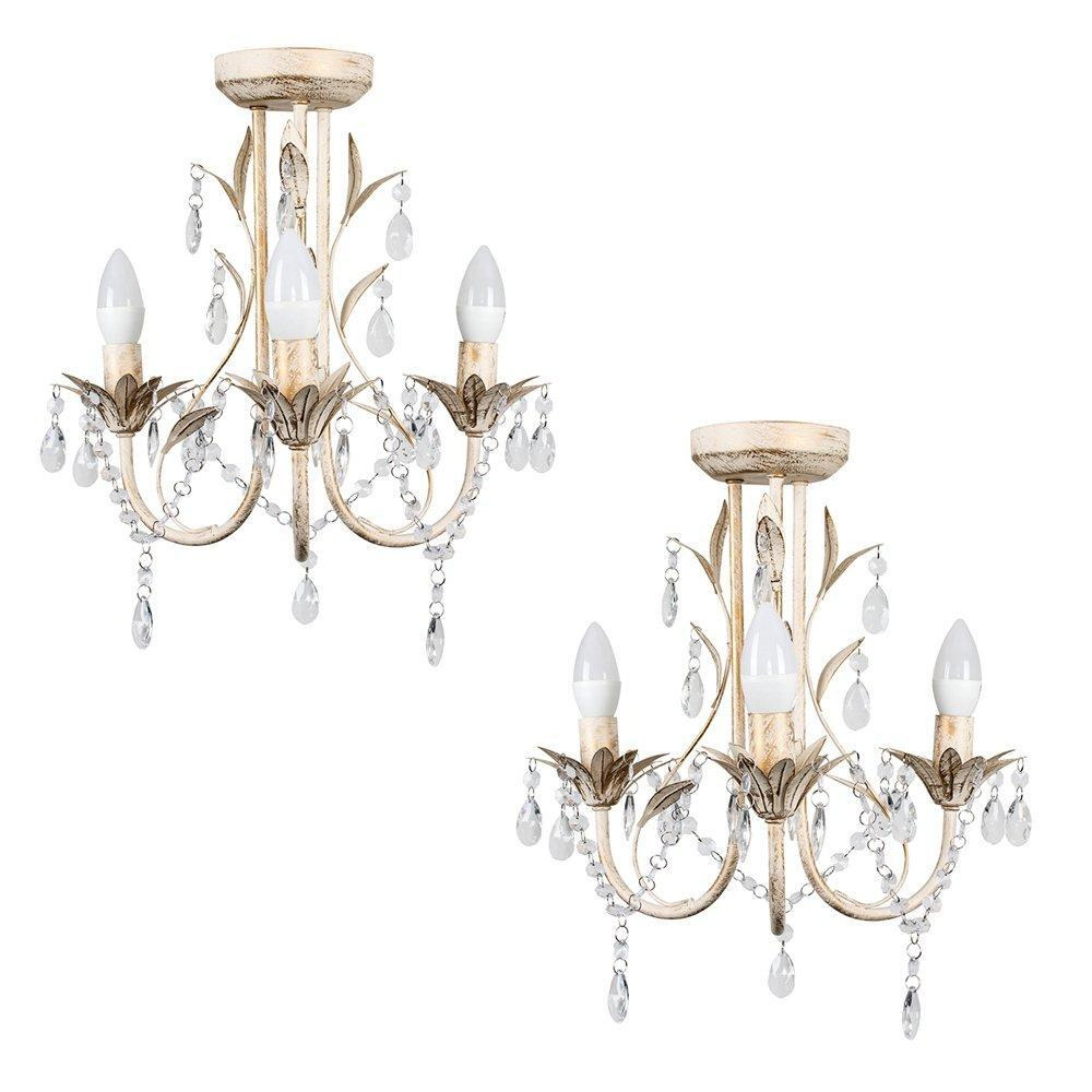 Pair of White Ceiling Light Chandeliers - image 1