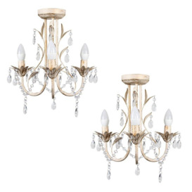 Pair of White Ceiling Light Chandeliers - thumbnail 1