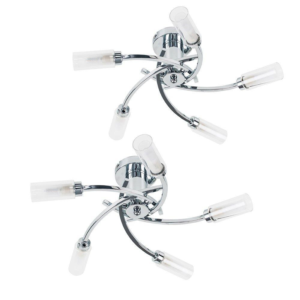 Claudia Pair of 5 Way Silver Ceiling Bar Light - image 1